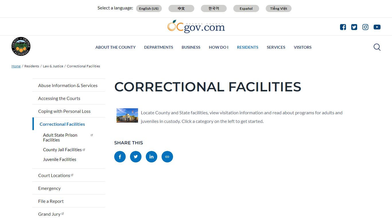 Correctional Facilities | Orange County